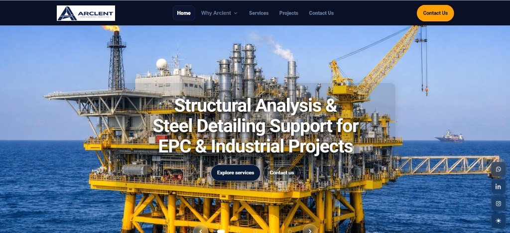 Arclent industrial website preview